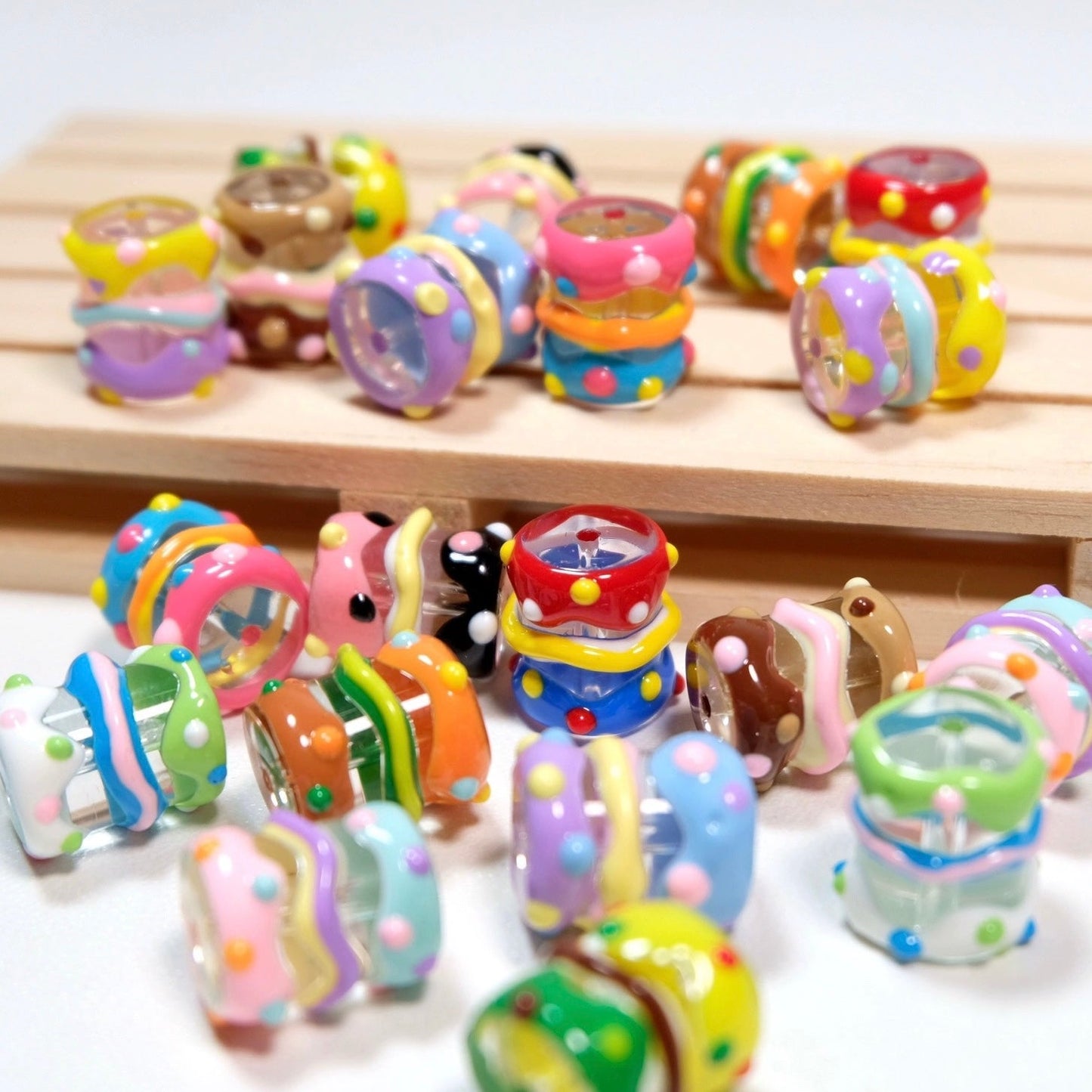 Cute Cylindrical Hand-Painted Beads