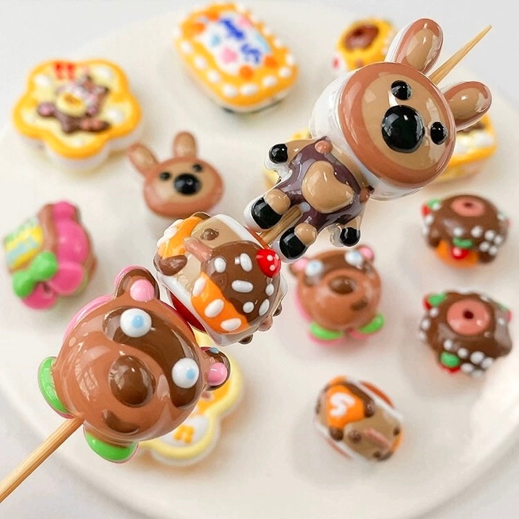 Caramel Cocoa Series Hand-Painted Beads