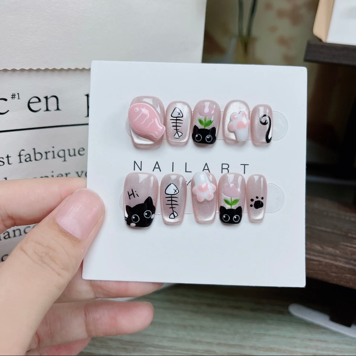 Chasing Cat Diary Handmade Nails