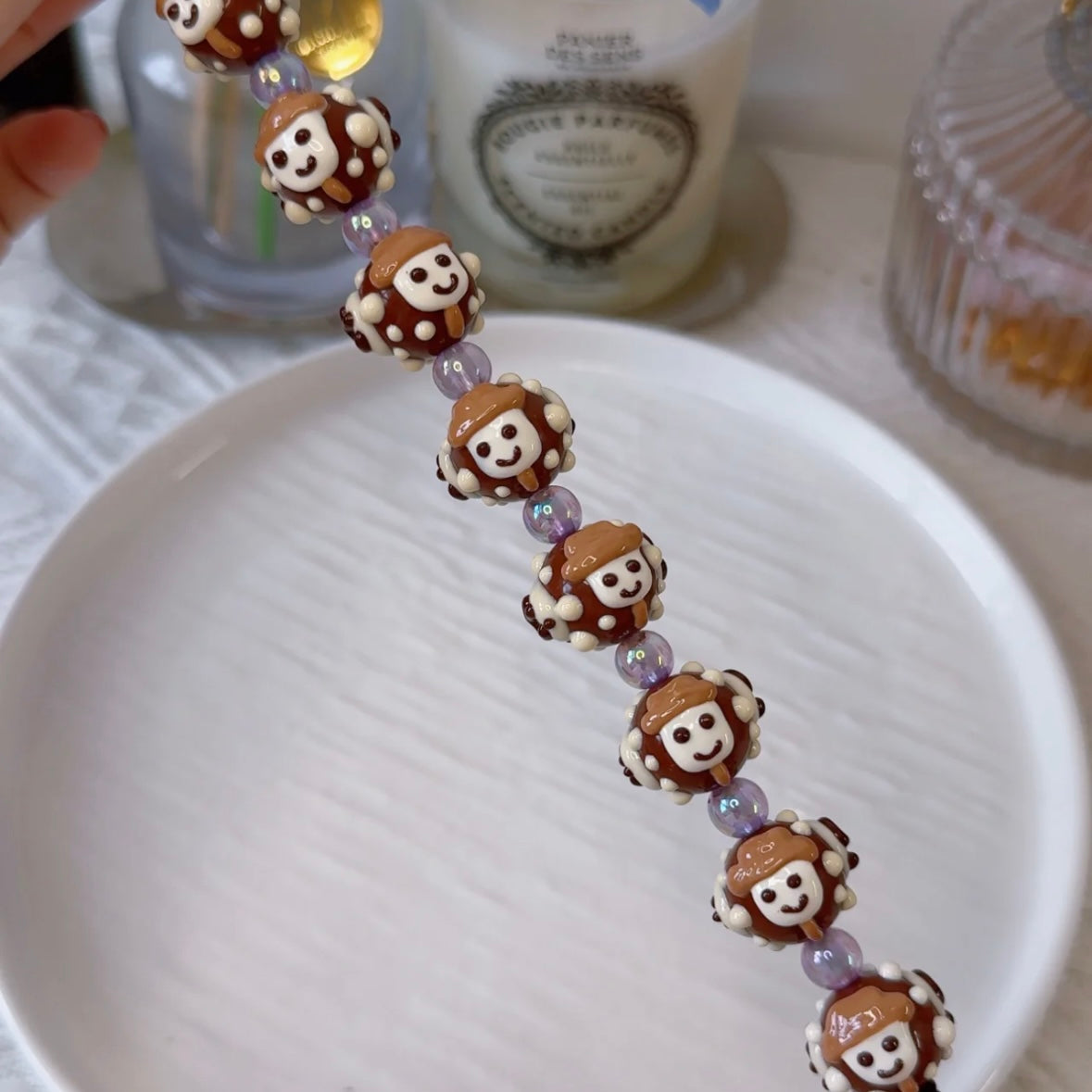 Coffee Colored Hand-Painted Beads