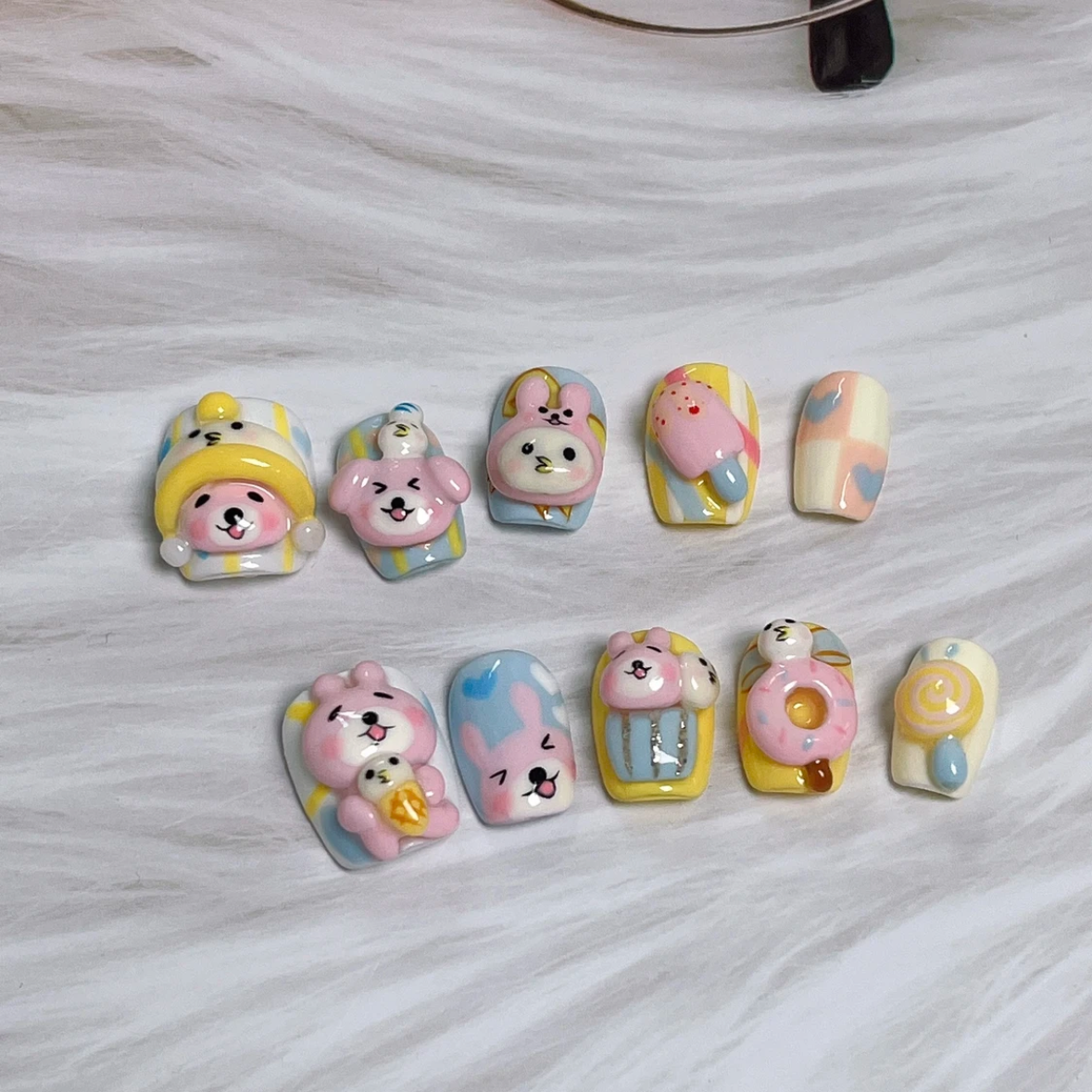 Colorful Bear Nail Art