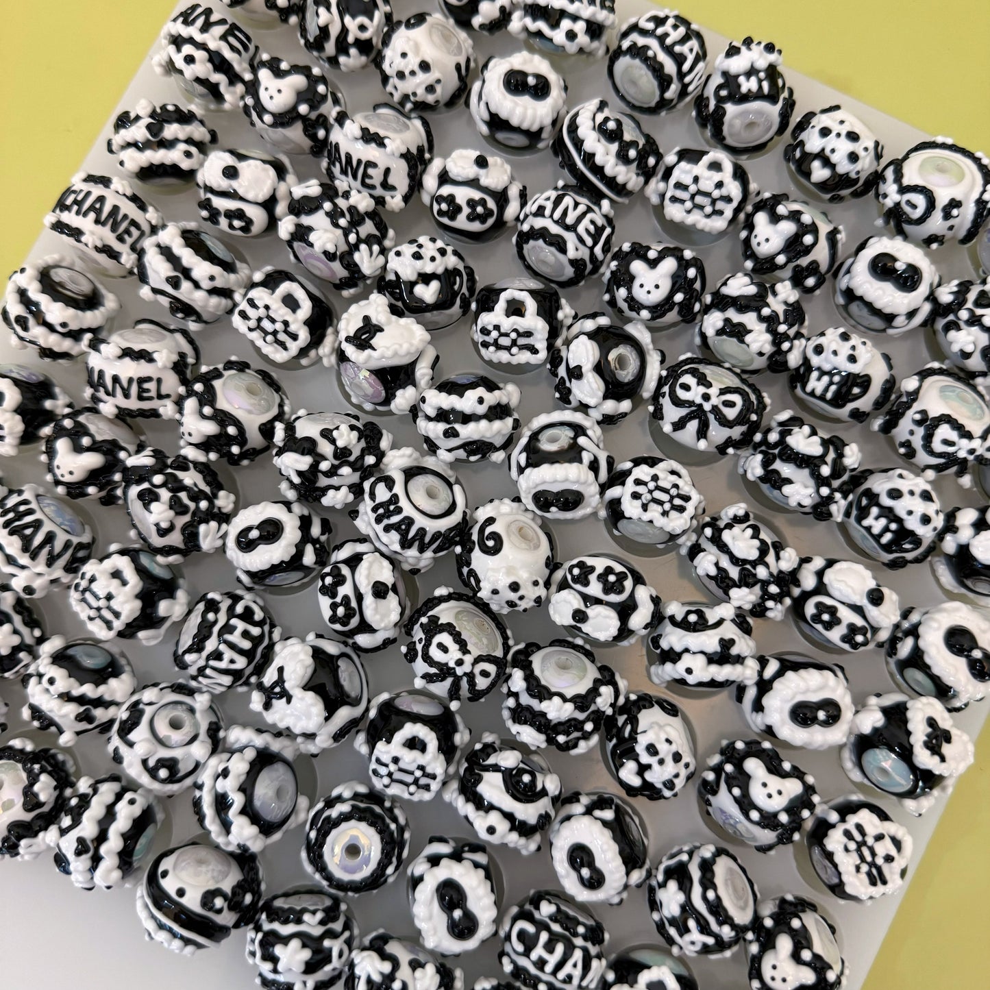 Black And White Hand-Painted Beads