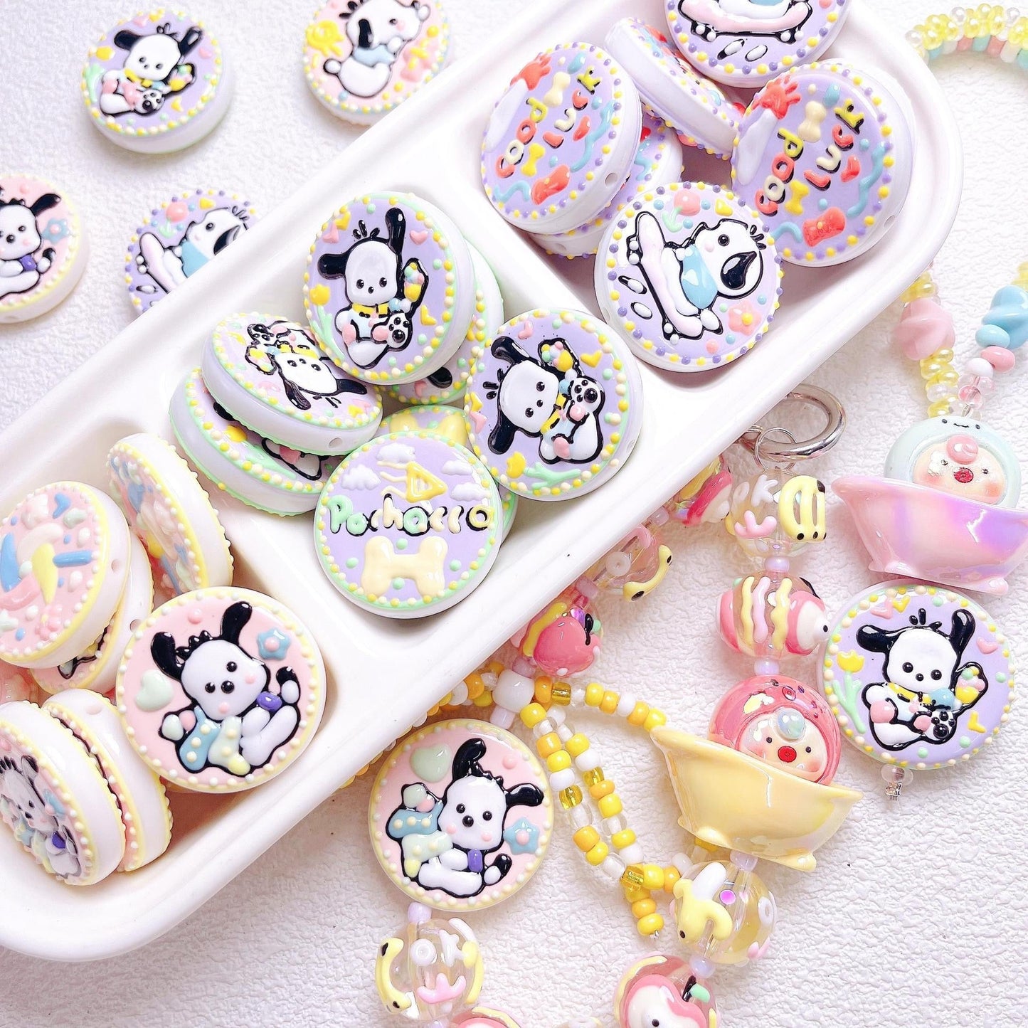 Pochacco Hand-Painted Beads