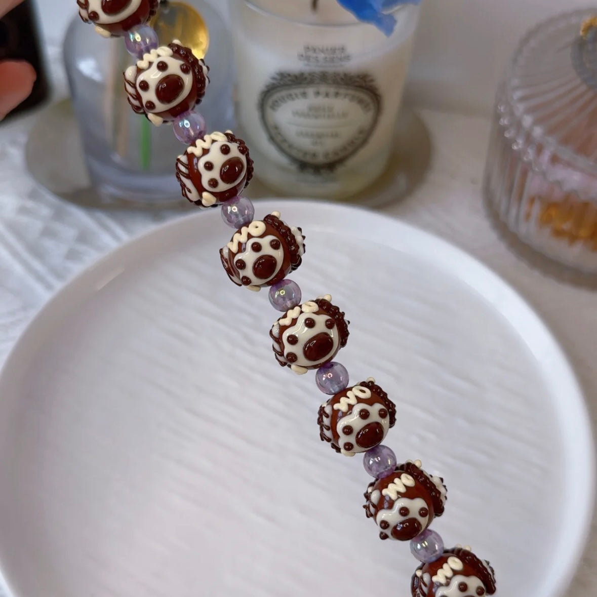 Coffee Colored Hand-Painted Beads