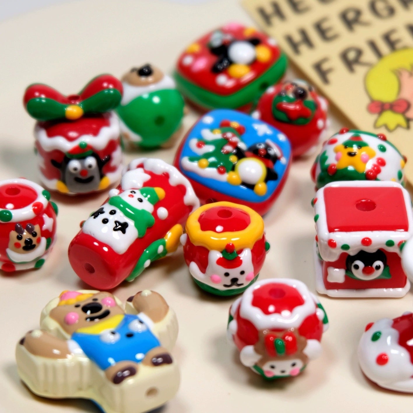 Christmas Collection Of Hand-Painted Beads