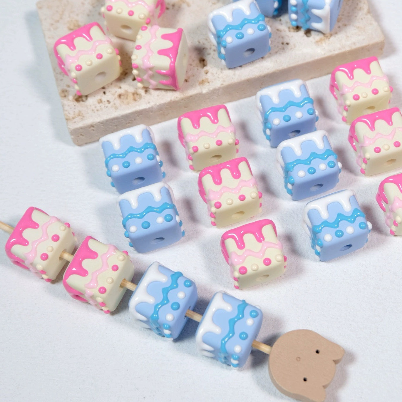 Hand-painted Beads For A Square Cake