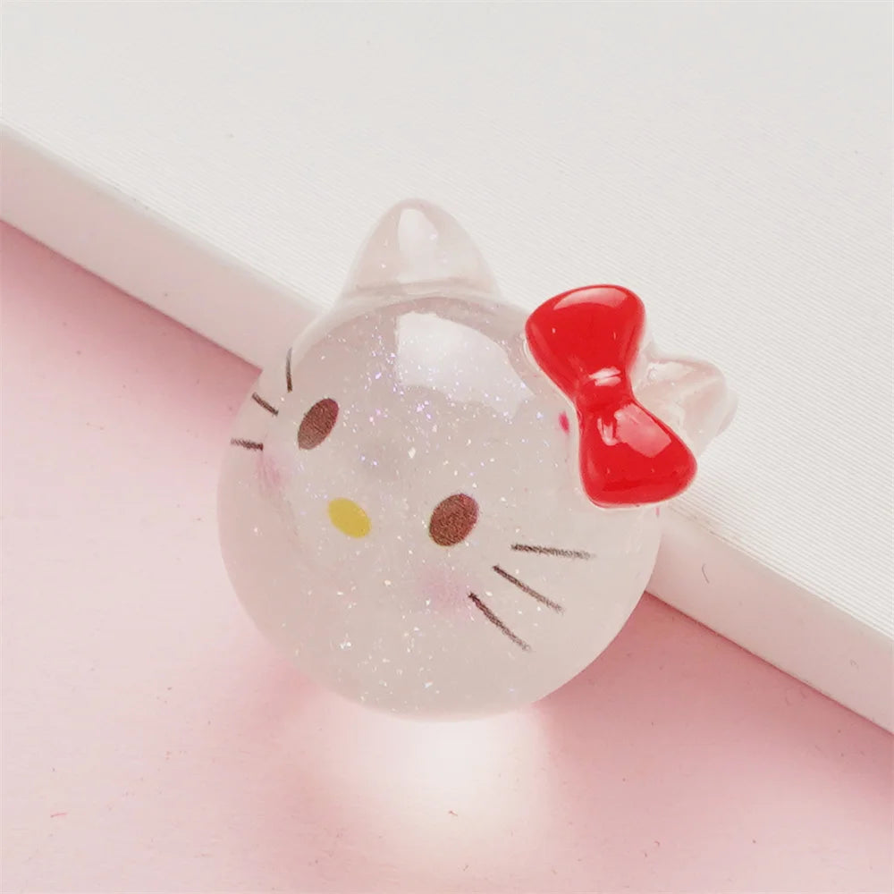 Kawaii Transparent Cartoon Big Head Resin Accessories DIY Cream Gel Phone Case Accessories Patch Half Solid Ball