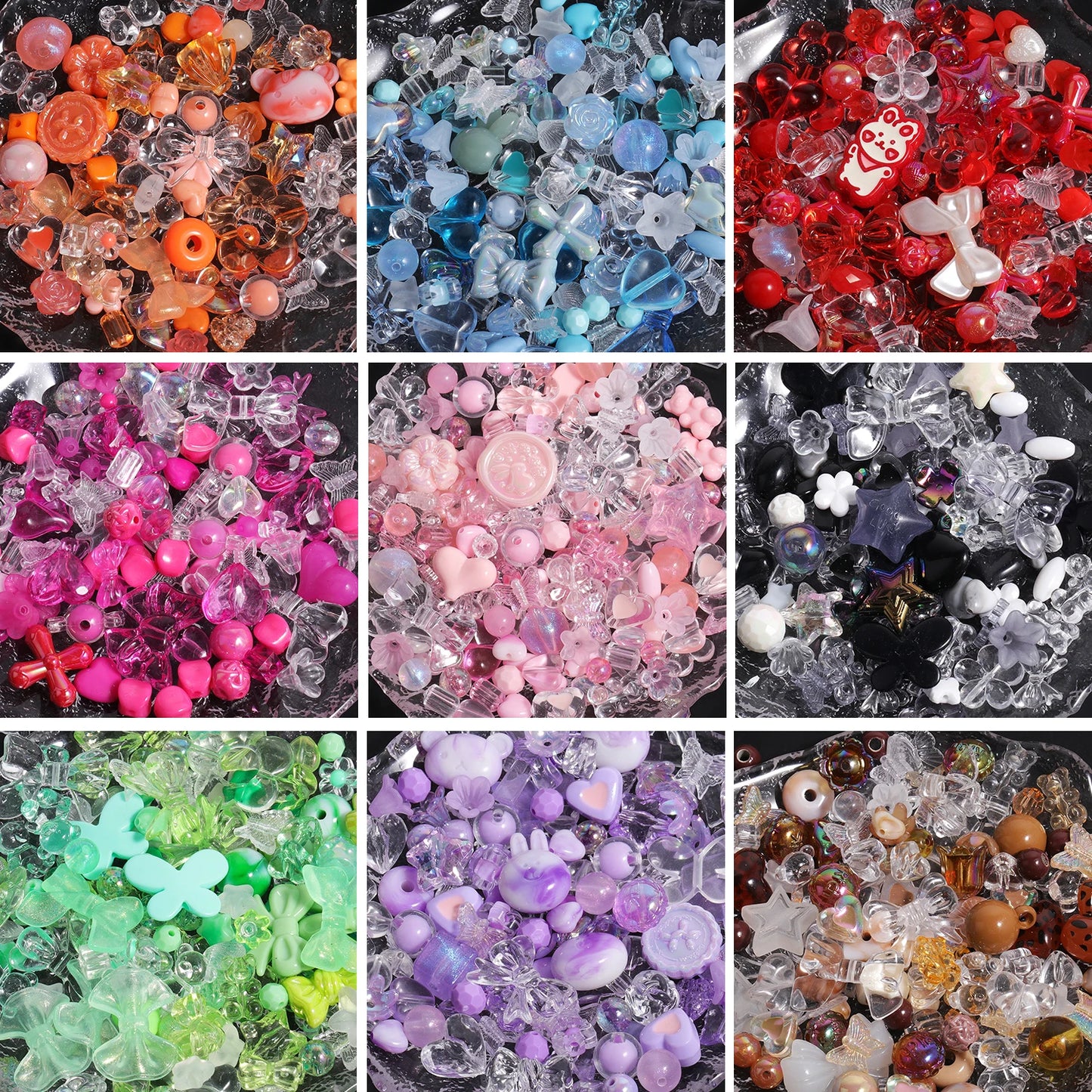 50g/lot Acrylic Beads Star Heart Butterfly Mixed Y2K Loose Spacer Bead for Jewelry Making DIY Bracelets Necklace Accessories