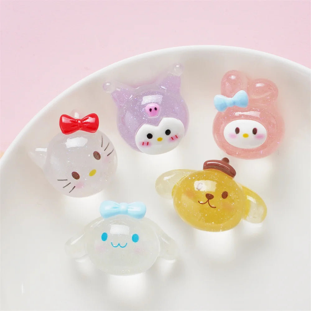 Kawaii Transparent Cartoon Big Head Resin Accessories DIY Cream Gel Phone Case Accessories Patch Half Solid Ball