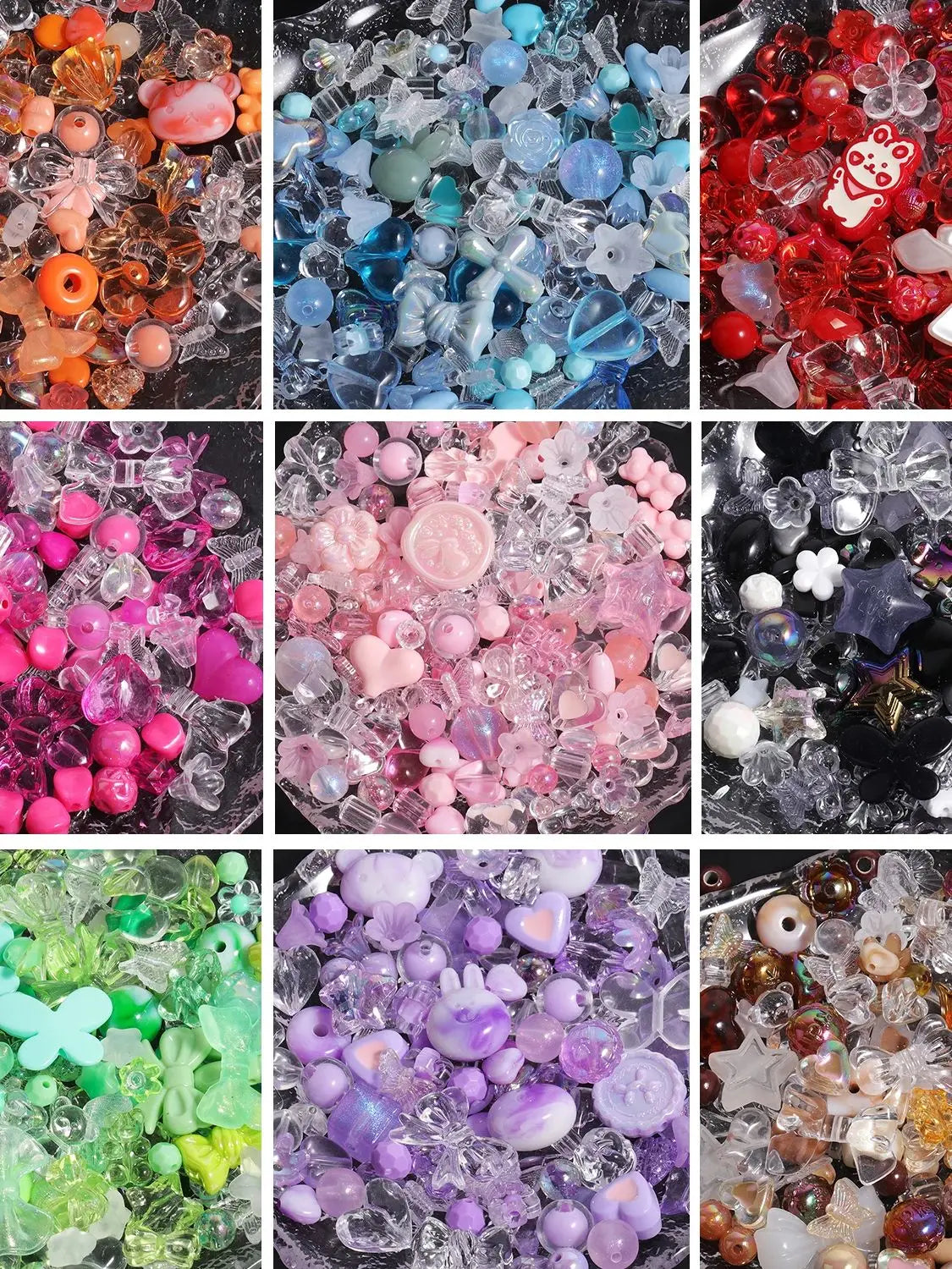 50g/lot Acrylic Beads Star Heart Butterfly Mixed Y2K Loose Spacer Bead for Jewelry Making DIY Bracelets Necklace Accessories