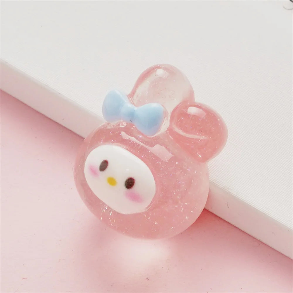 Kawaii Transparent Cartoon Big Head Resin Accessories DIY Cream Gel Phone Case Accessories Patch Half Solid Ball