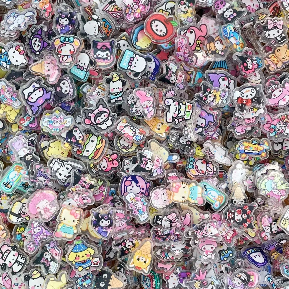 2cm 100-500g Sanrio Melody Hello Kitty Pochacco Kuromi Anime Collection Acrylic Pendant DIY Accessory Keychain PP Clip Patch