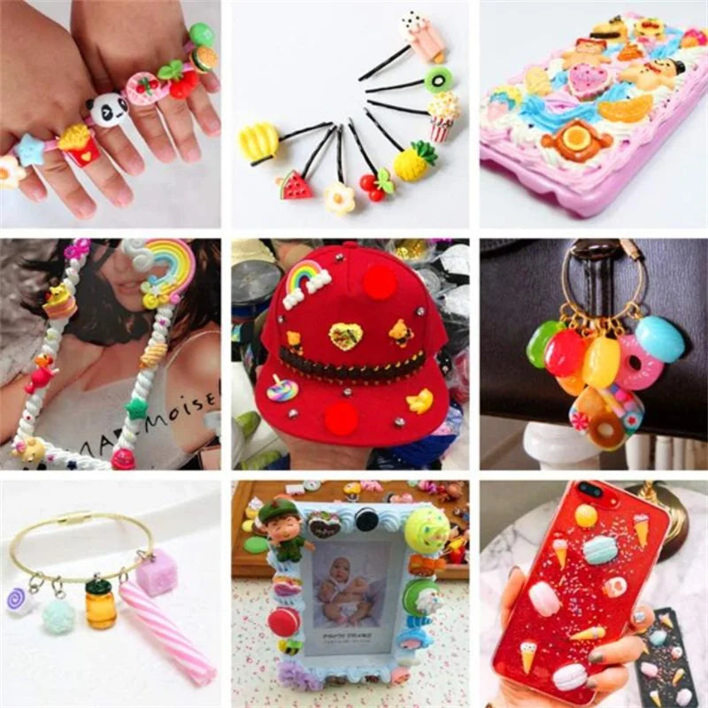 20pcs Slime Resin Fake Candy Charms Kawaii Cute Set Flatback Bead for DIY Craft Hair Clip Phone Case Scrapbooking Making Supply