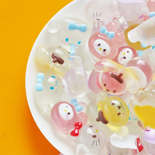 Kawaii Transparent Cartoon Big Head Resin Accessories DIY Cream Gel Phone Case Accessories Patch Half Solid Ball