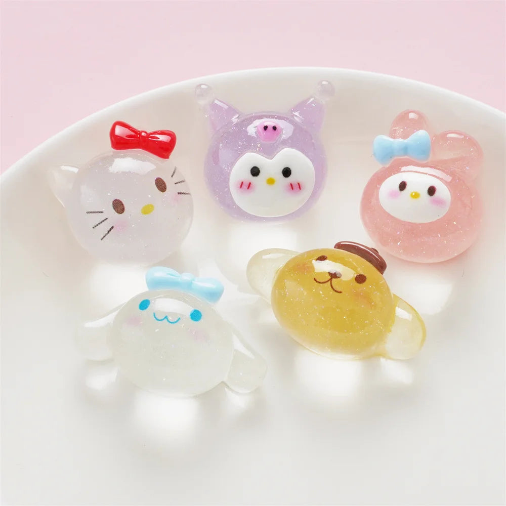 Kawaii Transparent Cartoon Big Head Resin Accessories DIY Cream Gel Phone Case Accessories Patch Half Solid Ball