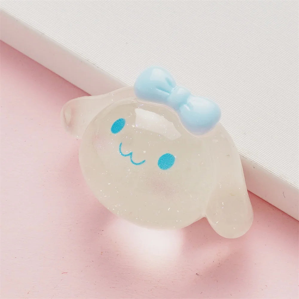 Kawaii Transparent Cartoon Big Head Resin Accessories DIY Cream Gel Phone Case Accessories Patch Half Solid Ball