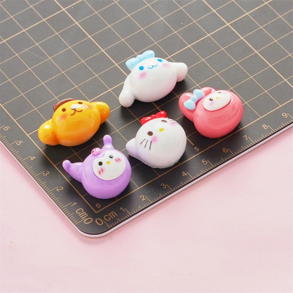 Kawaii Transparent Cartoon Big Head Resin Accessories DIY Cream Gel Phone Case Accessories Patch Half Solid Ball