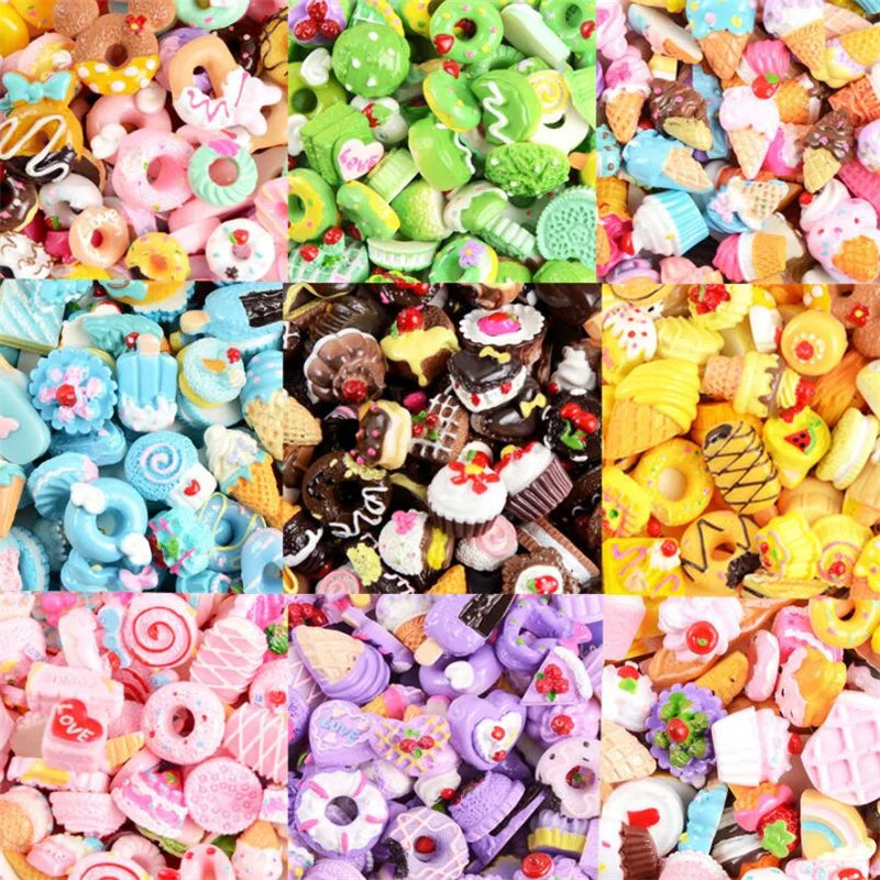 20pcs Slime Resin Fake Candy Charms Kawaii Cute Set Flatback Bead for DIY Craft Hair Clip Phone Case Scrapbooking Making Supply