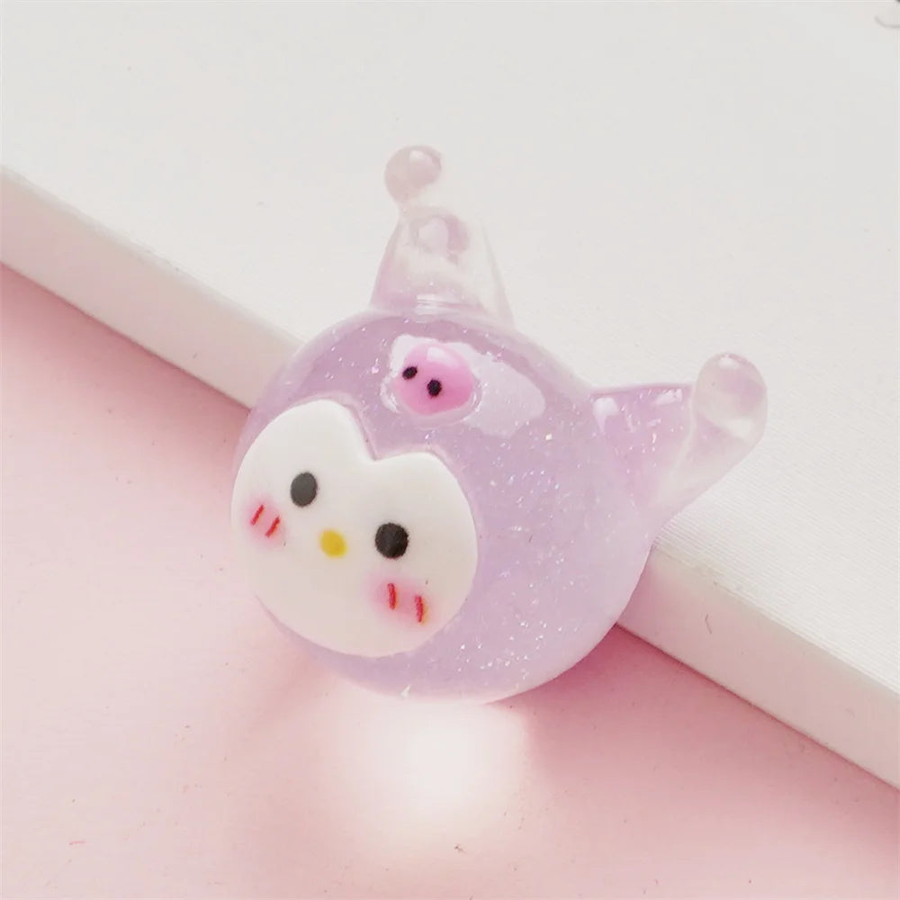 Kawaii Transparent Cartoon Big Head Resin Accessories DIY Cream Gel Phone Case Accessories Patch Half Solid Ball